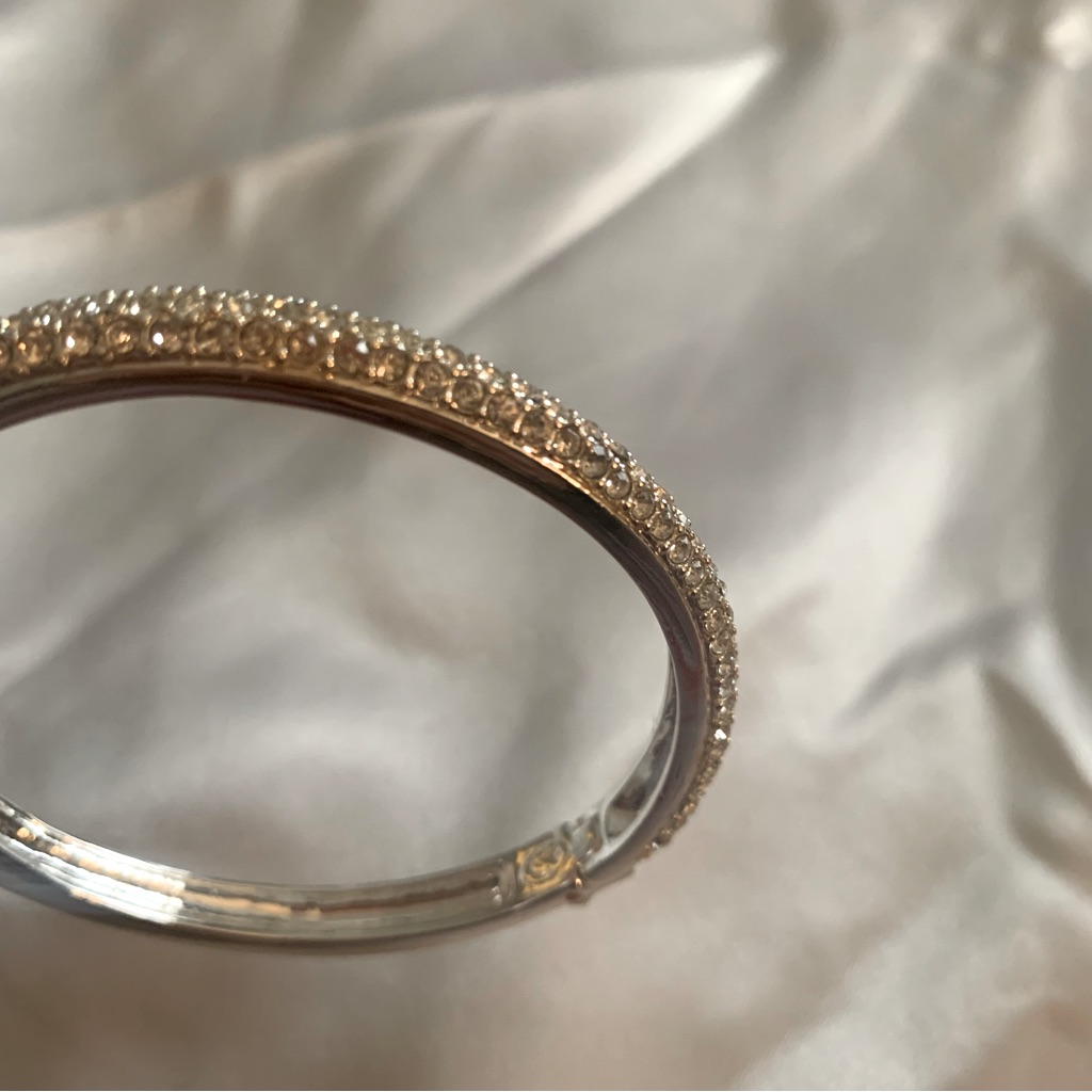 New! Diamond Sterling Silver Rhodium Plated Bracelet With Swarovski Crystals